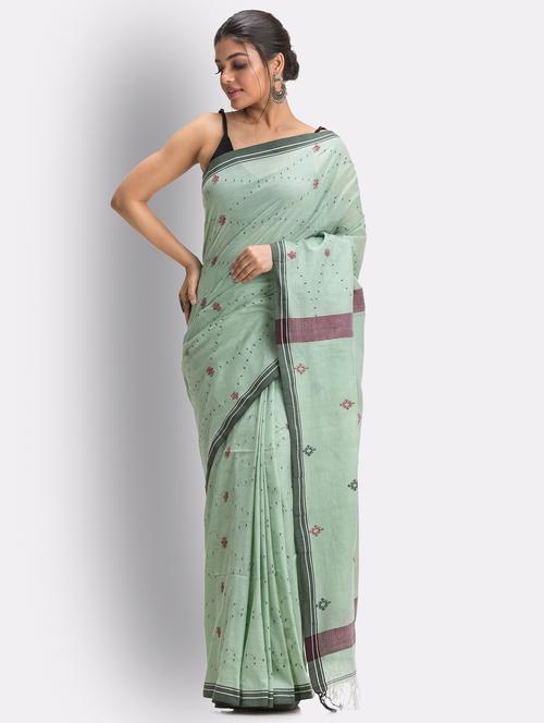 handloom jamdani saree with blouse - 18416831 - Very Small Image - 1