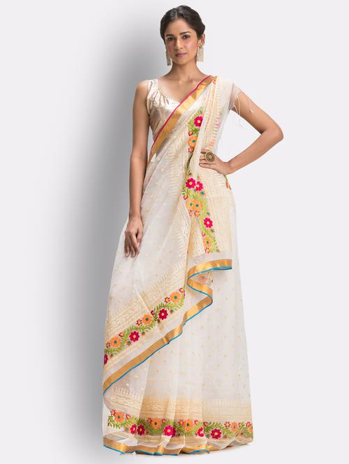 handloom jamdani saree with blouse - 18416915 - Very Small Image - 1