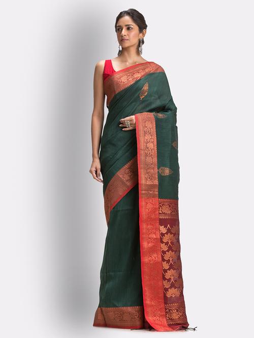 handloom jamdani saree with blouse - 18416926 - Very Small Image - 1