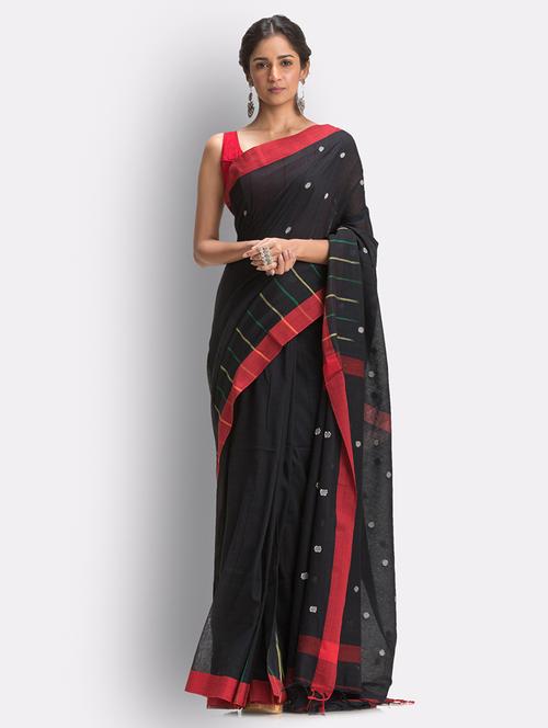 women's self design black colored saree - 18416929 - Very Small Image - 1