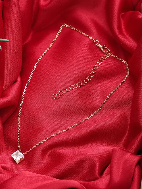 crystal studded shining square gold necklace - 18417294 - Very Small Image - 1