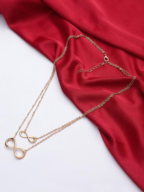 double layered golden lucky infinity necklace - 18417301 - Very Small Image - 1
