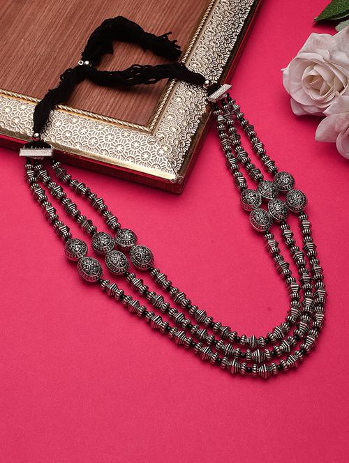 multilayered silver oxidised necklace - 18417338 - Very Small Image - 1