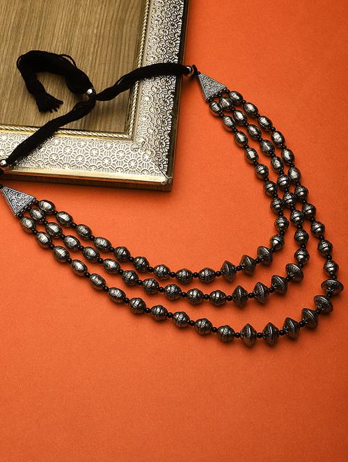 multilayered silver oxidised necklace - 18417339 - Very Small Image - 1