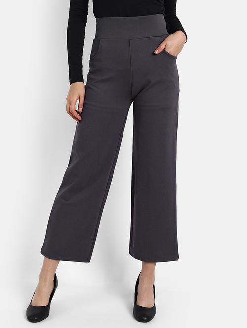 high rise solid flat front trouser - 18417350 - Very Small Image - 1