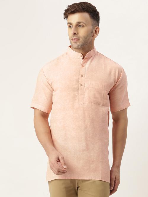 peach solid short  kurta - 18417404 - Very Small Image - 1