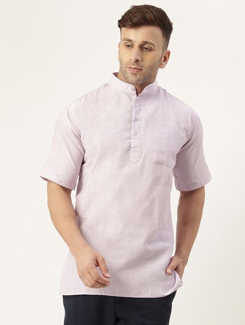 purple solid short  kurta - 18417419 - Very Small Image - 1