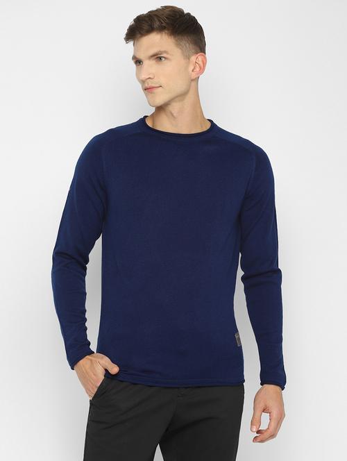 blue solid pullover - 18417506 - Very Small Image - 1