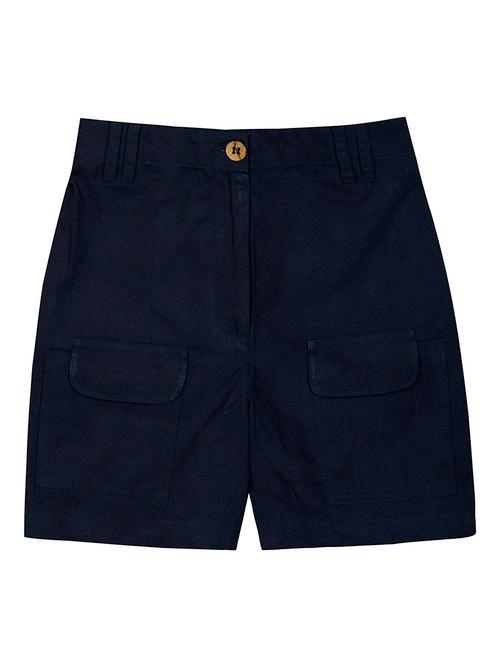 navy blue solid shorts  - 18418190 - Very Small Image - 1