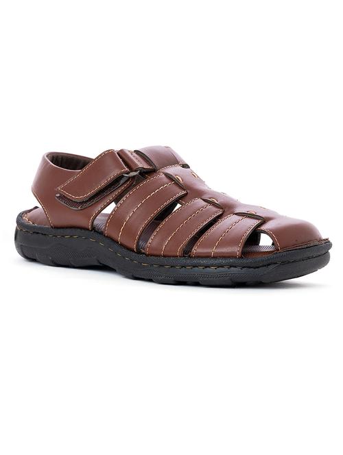 brown synthetic & mesh back strap sandals - 18418229 - Very Small Image - 1