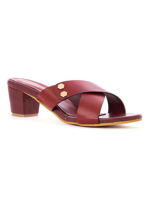 Maroon Synthetic Slip On Sandals - 18418345 - Very Small Image - 1