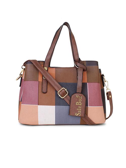 tan color block regular handbag - 18418753 - Very Small Image - 1