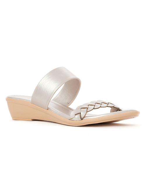 silver synthetic slip on sandals - 18418882 - Very Small Image - 1
