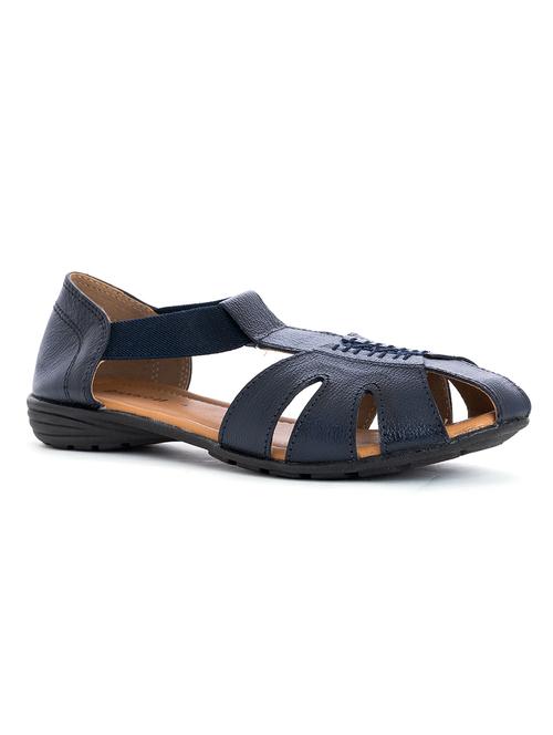 Navy Leather Closed Back Sandals - 18418897 - Very Small Image - 1