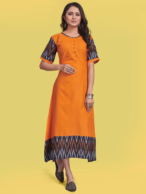 ikat print a-line ethnic dress - 18420762 - Very Small Image - 1