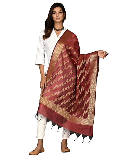 red chanderi dupatta - 18421165 - Very Small Image - 1