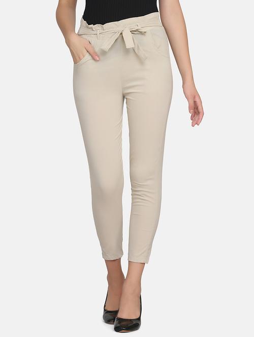 tie front solid flat front trouser - 18421444 - Very Small Image - 1