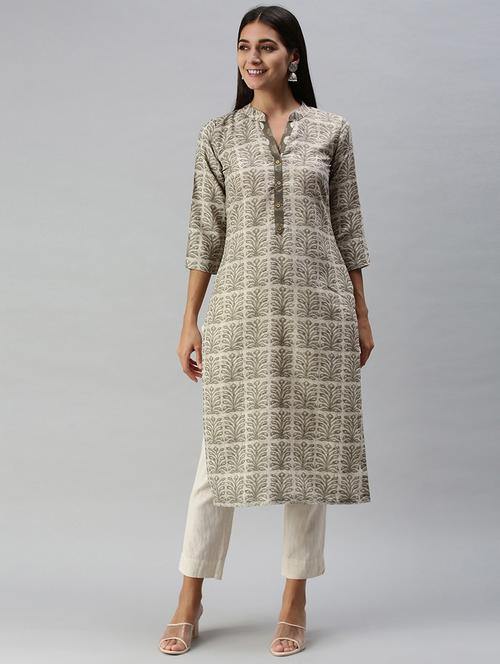 women's straight kurta - 18421699 - Very Small Image - 1