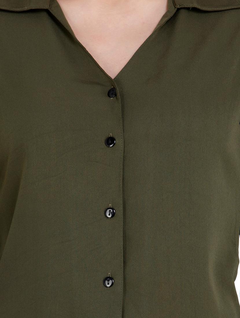 curved hem solid shirt - 18422516 - Zoom Image - 4