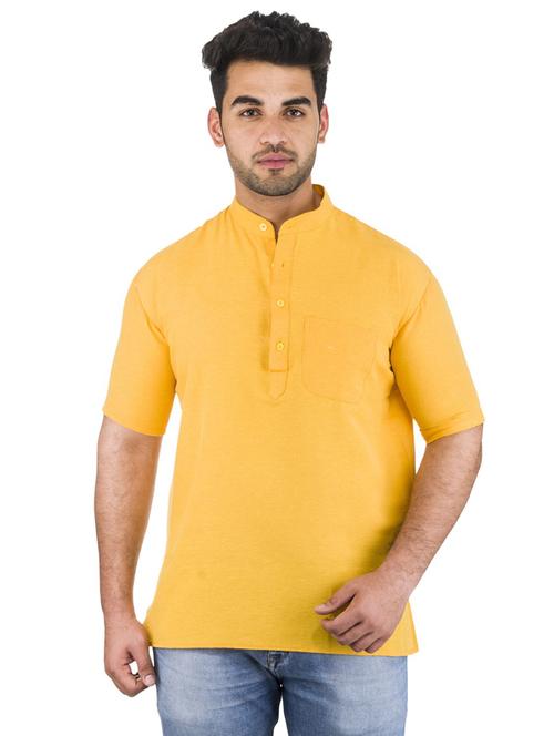 yellow solid kurta - 18423476 - Very Small Image - 1