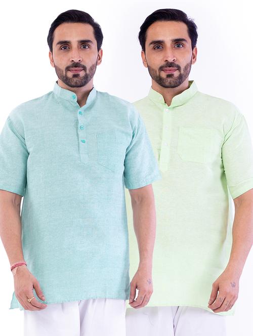 set of 2 solid short kurta - 18423537 - Very Small Image - 1