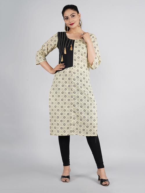 grey printed straight kurta - 18424197 - Very Small Image - 1