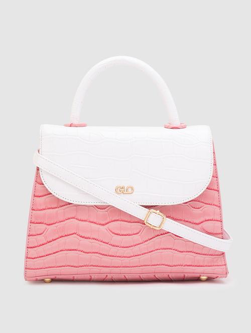 pink textured regular handbag - 18424334 - Very Small Image - 1