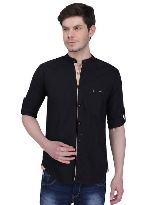 black solid casual shirt - 18424530 - Very Small Image - 1