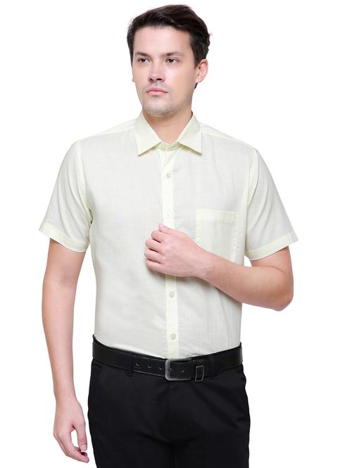 cream solid formal shirt - 18424697 - Very Small Image - 1