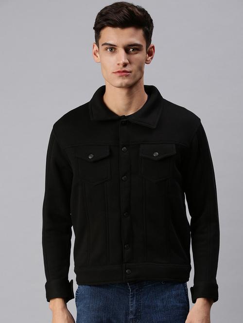 black solid casual jacket - 18425636 - Very Small Image - 1