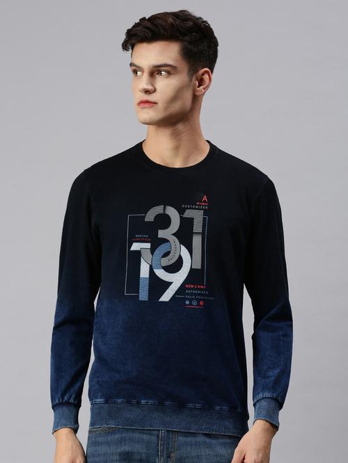 navy blue printed sweatshirt - 18425711 - Very Small Image - 1