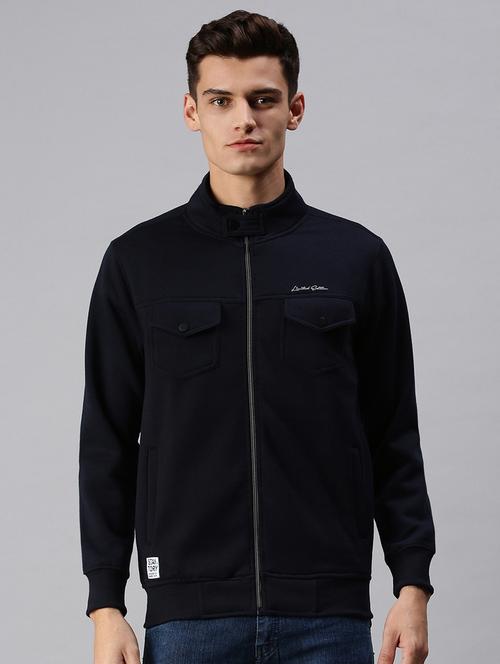 navy blue solid  casual jacket - 18425742 - Very Small Image - 1