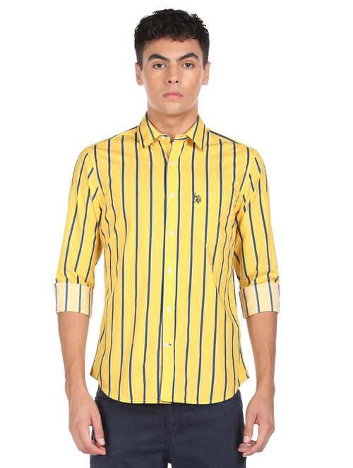 yellow striped casual shirt - 18426251 - Very Small Image - 1