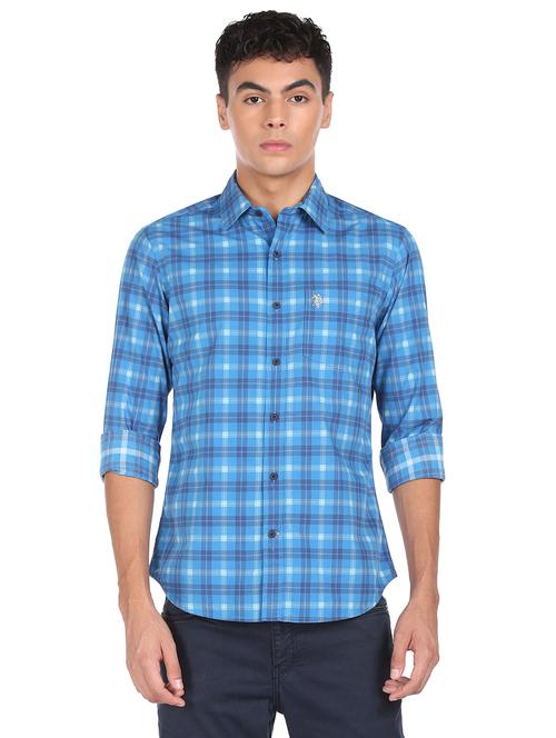 blue checkered casual shirt - 18426269 - Very Small Image - 1