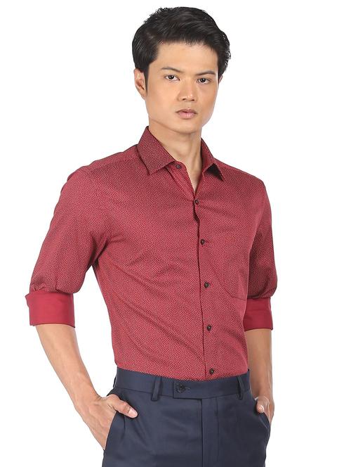 red printed formal shirt - 18426471 - Very Small Image - 1