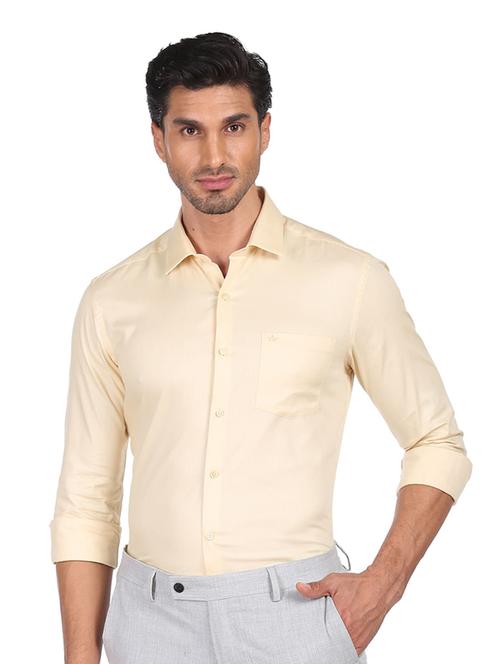 beige solid formal shirt - 18426516 - Very Small Image - 1