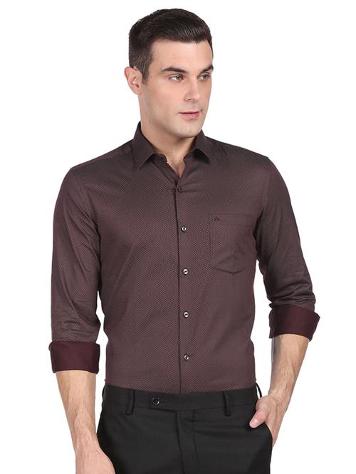 burgundy printed formal shirt - 18426530 - Very Small Image - 1