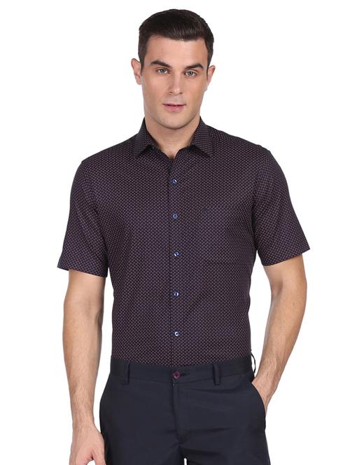 navy-blue printed formal shirt - 18426538 - Very Small Image - 1