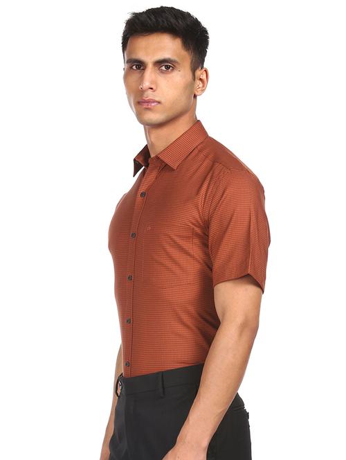 rust houndstooth casual shirt - 18426606 - Very Small Image - 1