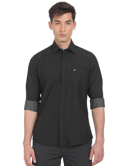 mens micro print casual shirt - 18426692 - Very Small Image - 1