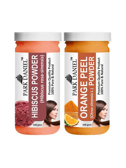 park daniel 100% pure & natural hibiscus powder & orangepeel powder combo pack of 2 jars of 100 gms(200 gms) - 18427568 - Very Small Image - 1
