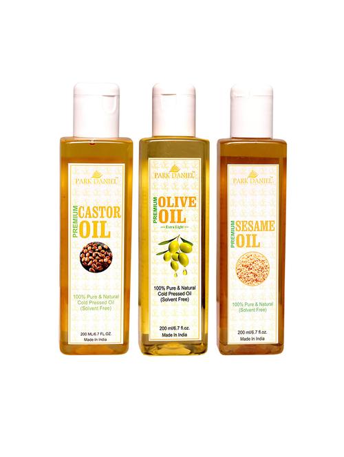 park daniel castor, olive & sesame oil- 3 bottle 200 ml(600 ml) - 18428231 - Very Small Image - 1