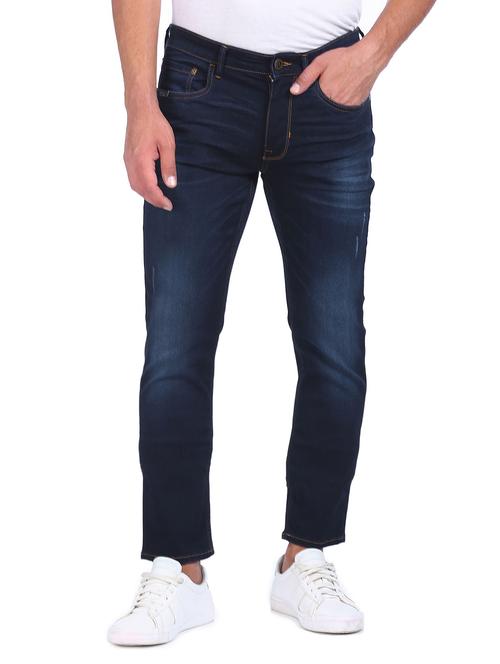 navy-blue distressed denim jean - 18428963 - Very Small Image - 1