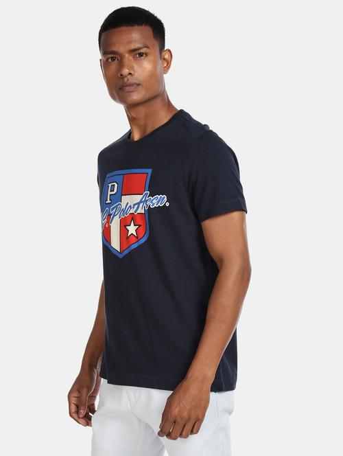 navy-blue chest-printed t-shirt - 18429009 - Very Small Image - 1