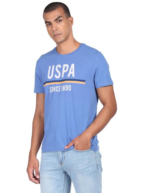 blue chest-prinyted t-shirt - 18429058 - Very Small Image - 1