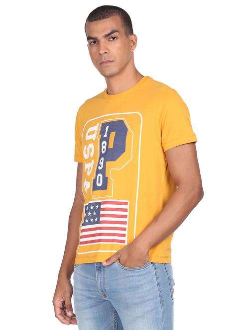 yellow chest-printed t-shirt - 18429079 - Very Small Image - 1