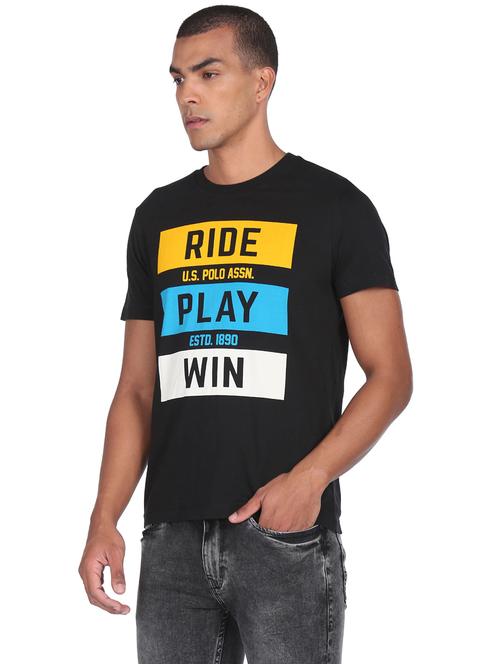 black front print t-shirt - 18429121 - Very Small Image - 1