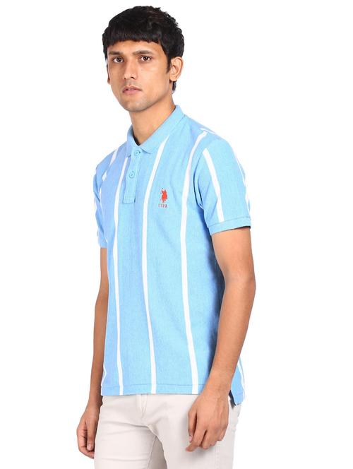 light blue striped polo t-shirt - 18429145 - Very Small Image - 1