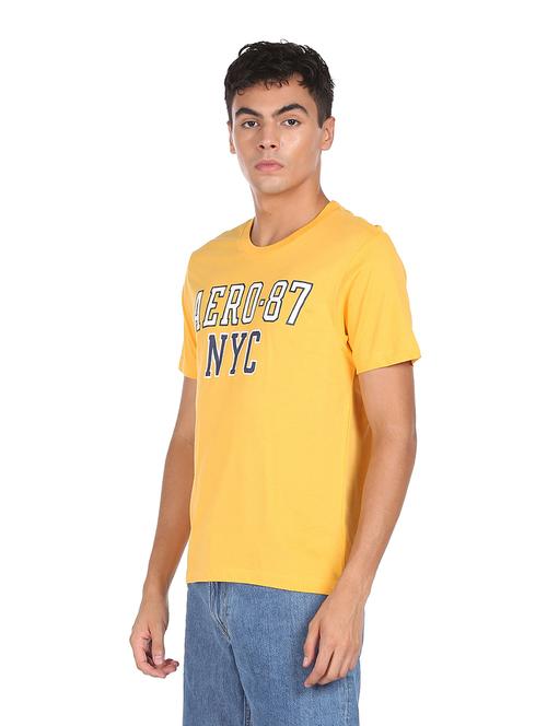 yellow chest-printed t-shirt - 18429181 - Very Small Image - 1