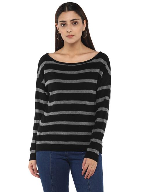 boat neck striped pullover - 18429684 - Very Small Image - 1